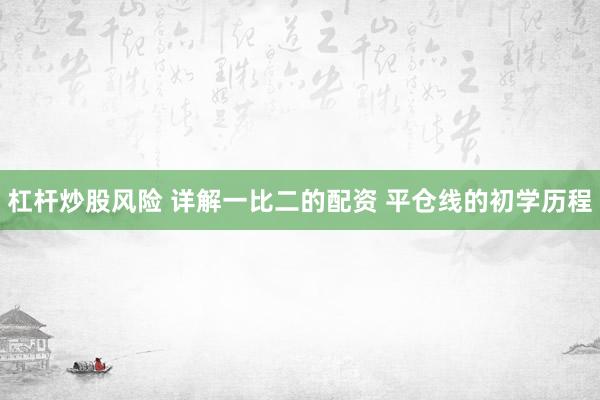 杠杆炒股风险 详解一比二的配资 平仓线的初学历程