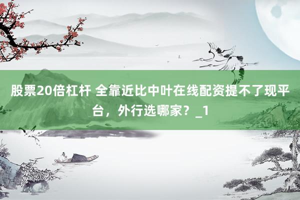 股票20倍杠杆 全靠近比中叶在线配资提不了现平台，外行选哪家？_1